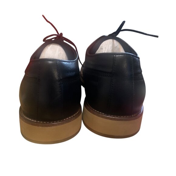 Steve Madden Mens Black Leather Oxfords With Perforated Toe Detail Sz 9.5 - Picture 4 of 9